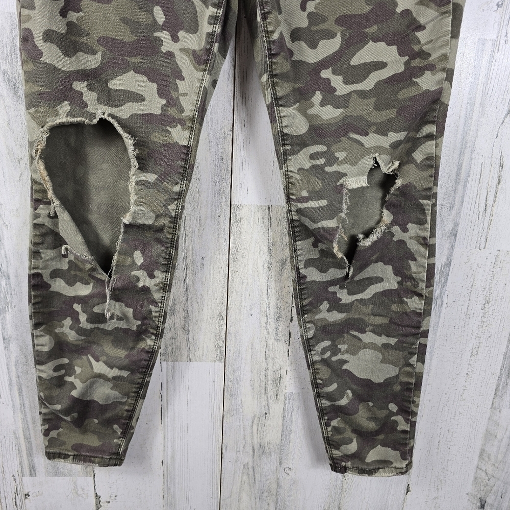 Mudd high rise camo ripped denim jeggings juniors size 15 - Picture 3 of 11